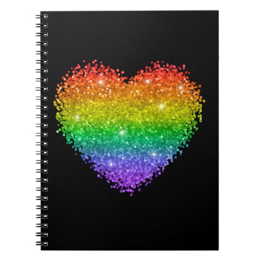 regenbooglitter hart notitieboek (Voorkant)