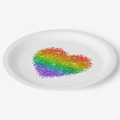 regenbooglitter hart papieren bordje (Gekanteld)