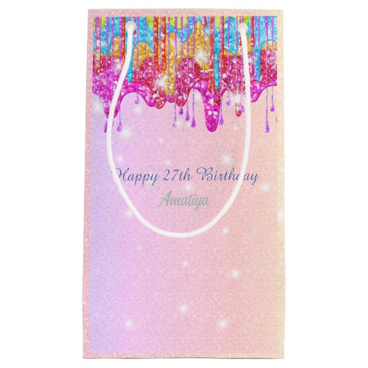 Regenbooglitter-heldere kleurenglans voor de verja klein cadeauzakje (Voorkant)