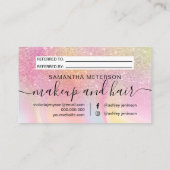 Regenbooglitter ombre regenboogeenhoorn holografis aanbevelingskaartje (Achterkant)