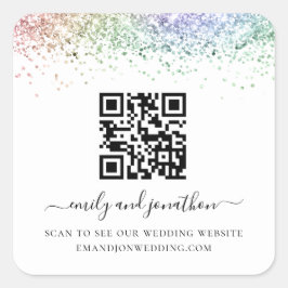 Regenbooglitter QR Code Weddenschap Website Vierkante Sticker