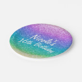 Regenbooglitter Sparkle Glam Birthday Party Custom Papieren Bordje (Gekanteld)