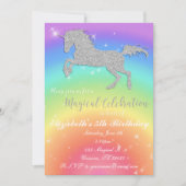 Regenbooglitter Unicorn Birthday Inture Kaart (Voorkant)
