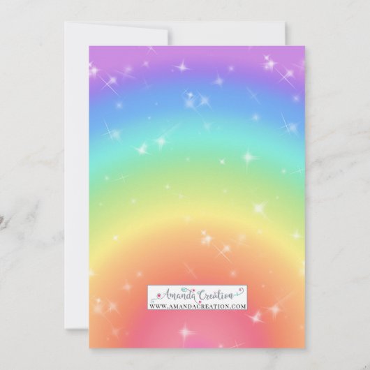 Regenbooglitter Unicorn Birthday Inture Kaart (Achterkant)