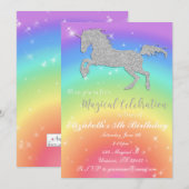 Regenbooglitter Unicorn Birthday Inture Kaart (Voorkant / Achterkant)