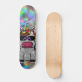 Regenbooglitter Unicorn Sparkly Chrome Holographic Persoonlijk Skateboard (Voorkant)