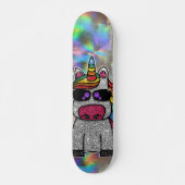 Regenbooglitter Unicorn Sparkly Chrome Holographic Persoonlijk Skateboard (Voorkant)