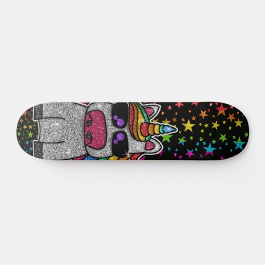 Regenbooglitter Unicorn Sparkly Stars Sparkle Sk8r Persoonlijk Skateboard (Horizontaal)
