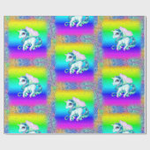 Regenbooglitter Unicorns Cadeaupapier (Vlak)