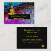 *~* Regenbooglitter Universe Boeddha Meditation Visitekaartje (Voorkant / Achterkant)