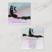 *~* Regenbooglitter. Universe GODDESS-Meditatie Vierkante Visitekaartje (Voorkant / Achterkant)