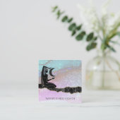 *~* Regenbooglitter. Universe GODDESS-Meditatie Vierkante Visitekaartje (Staand voorkant)