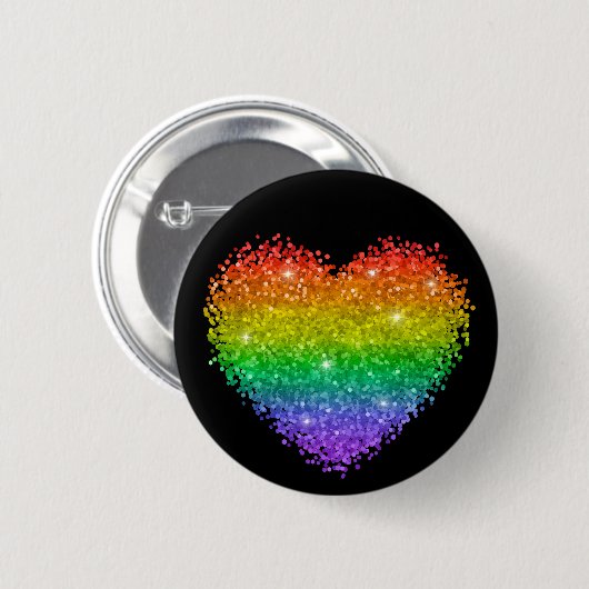 Regenbooglitterhart Ronde Button 5,7 Cm (Voorkant /achterkant)
