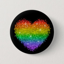 Regenbooglitterhart Ronde Button 5,7 Cm