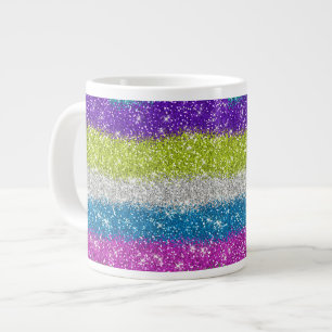 Regenbooglitters stripes grote koffiekop