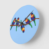 Regenboogloermessen op een tak ronde klok (Hoek)