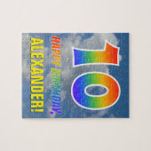 Regenbooglook "10" & "HAPPY BIRTHDAY", Bewolkte he Legpuzzel (Horizontaal)