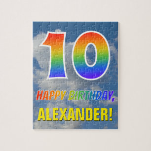 Regenbooglook "10" & "HAPPY BIRTHDAY", Bewolkte he Legpuzzel