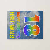 Regenbooglook "18" & "HAPPY BIRTHDAY", Bewolkte he Legpuzzel (Horizontaal)