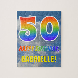 Regenbooglook "50" & "HAPPY BIRTHDAY", Bewolkte he Legpuzzel