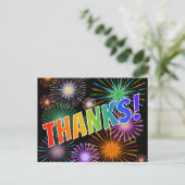 Regenbooglook "BEDANKT!", vuurwerk geïnspireerd Briefkaart (Staand voorkant)