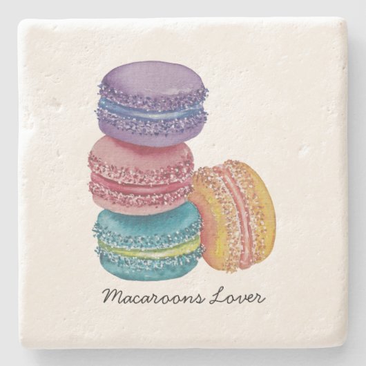 regenboogmacro's in Waterverf Stenen Onderzetter (Voorkant)