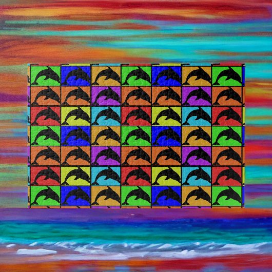 Regenboogmatrix voor dolfijnen legpuzzel