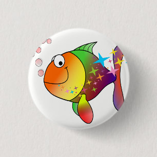 Regenboogmeerkleurige pacifische oceaantonijn ronde button 3,2 cm