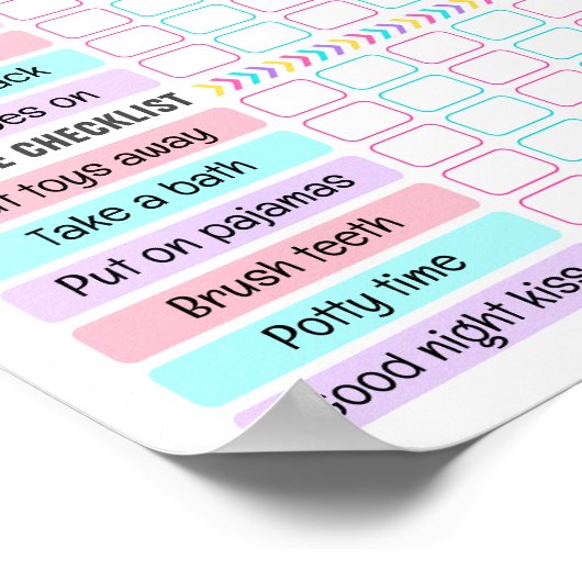Regenboogmeisje Dagelijks Routine, Kind-checklist Poster (Hoek)