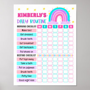 Regenboogmeisje Dagelijks Routine, Kind-checklist Poster