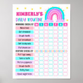 Regenboogmeisje Dagelijks Routine, Kind-checklist Poster (Voorkant)