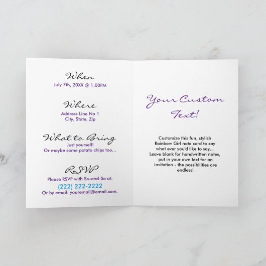 Regenboogmeisjes, Masonic Custom Notecards Uitnodi (Binnen)