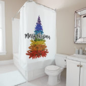 regenboogmerrie - kerstboom douchegordijn (In situ)