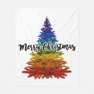 regenboogmerrie - kerstboom fleece deken
