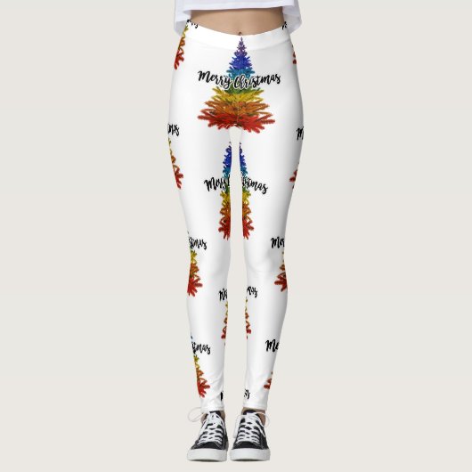 regenboogmerrie - kerstboom leggings (Voorkant)