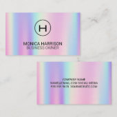 regenboogmetaalgradiënt | Monogram Visitekaartje (Voorkant / Achterkant)