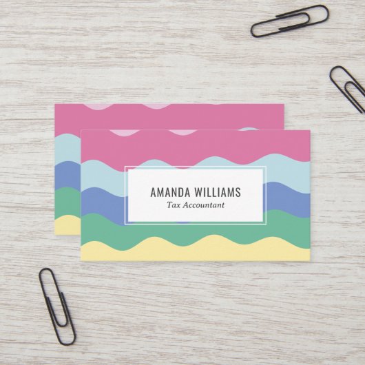 Regenboogminimalistische strepen met handgemaakt V Visitekaartje (Voorkant / Achterkant in situ)