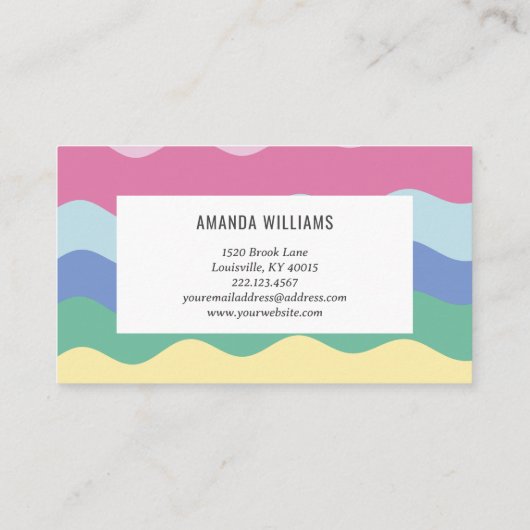 Regenboogminimalistische strepen met handgemaakt V Visitekaartje (Achterkant)