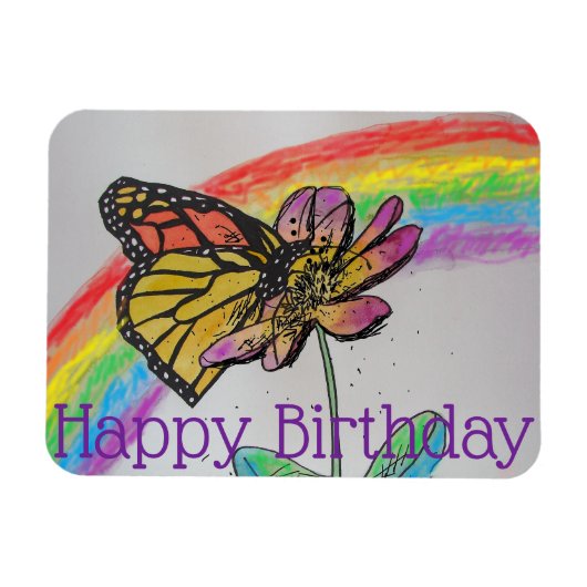 Regenboogmonoarch Butterfly Painting Birthday Magn Magneet (Horizontaal)