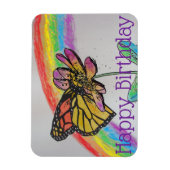 Regenboogmonoarch Butterfly Painting Birthday Magn Magneet (Verticaal)