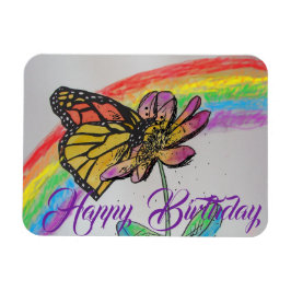 Regenboogmonoarch Butterfly Painting Birthday Magn Magneet