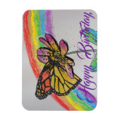 Regenboogmonoarch Butterfly Painting Birthday Magn Magneet (Verticaal)