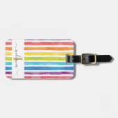 Regenboogmonogram Waterverf Stripe Bagagelabel (Voorkant horizontaal)