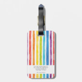 Regenboogmonogram Waterverf Stripe Bagagelabel (Achterkant verticaal)