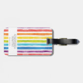 Regenboogmonogram Waterverf Stripe Bagagelabel (Achterkant horizontaal)