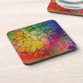 Regenboogmozaïek — Glas in lood Kijk Bier Onderzetter (Linkerzijde)