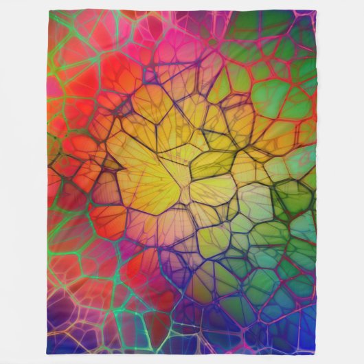 Regenboogmozaïek — Glas in lood Kijk Fleece Deken (Voorkant)