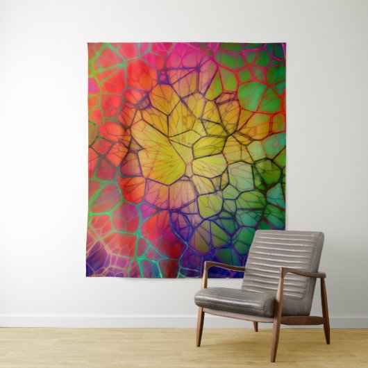 Regenboogmozaïek — Glas in lood Kijk Wandkleed (In situ)