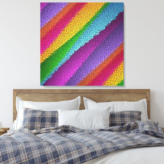 regenboogmozaïekdoek canvas afdruk (Insitu (Slaapkamer))