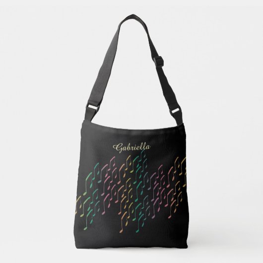 RegenboogMuzieknoten Gepersonaliseerde Canvas tas (Voorkant)